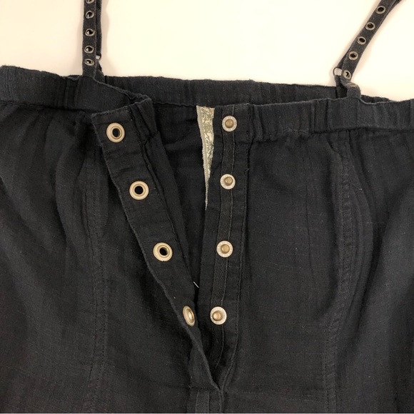 Guess Black Romper Spaghetti Strap Button Front Pocketed One Piece - Picture 5 of 16